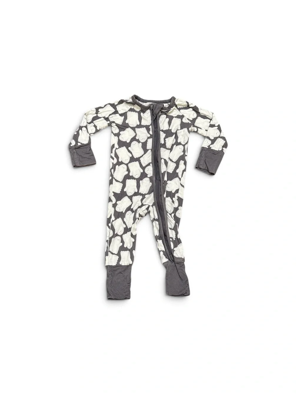 The Little One Shop Halloween Ghost Bamboo Convertible Zippy Romper Unisex 0-3M